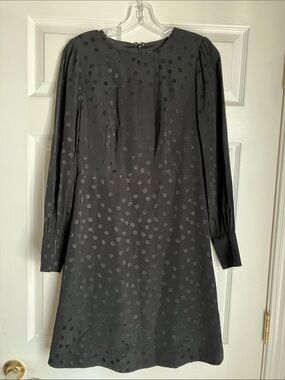 J. Crew Black Long-Sleeve Polka Dot Shift Dress